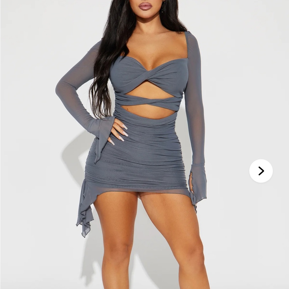 Fashion Nova Asymmetrical Charcoal Dress